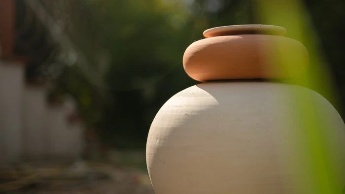 Monumental terracotta jar, sculptural element for distinguished gardens